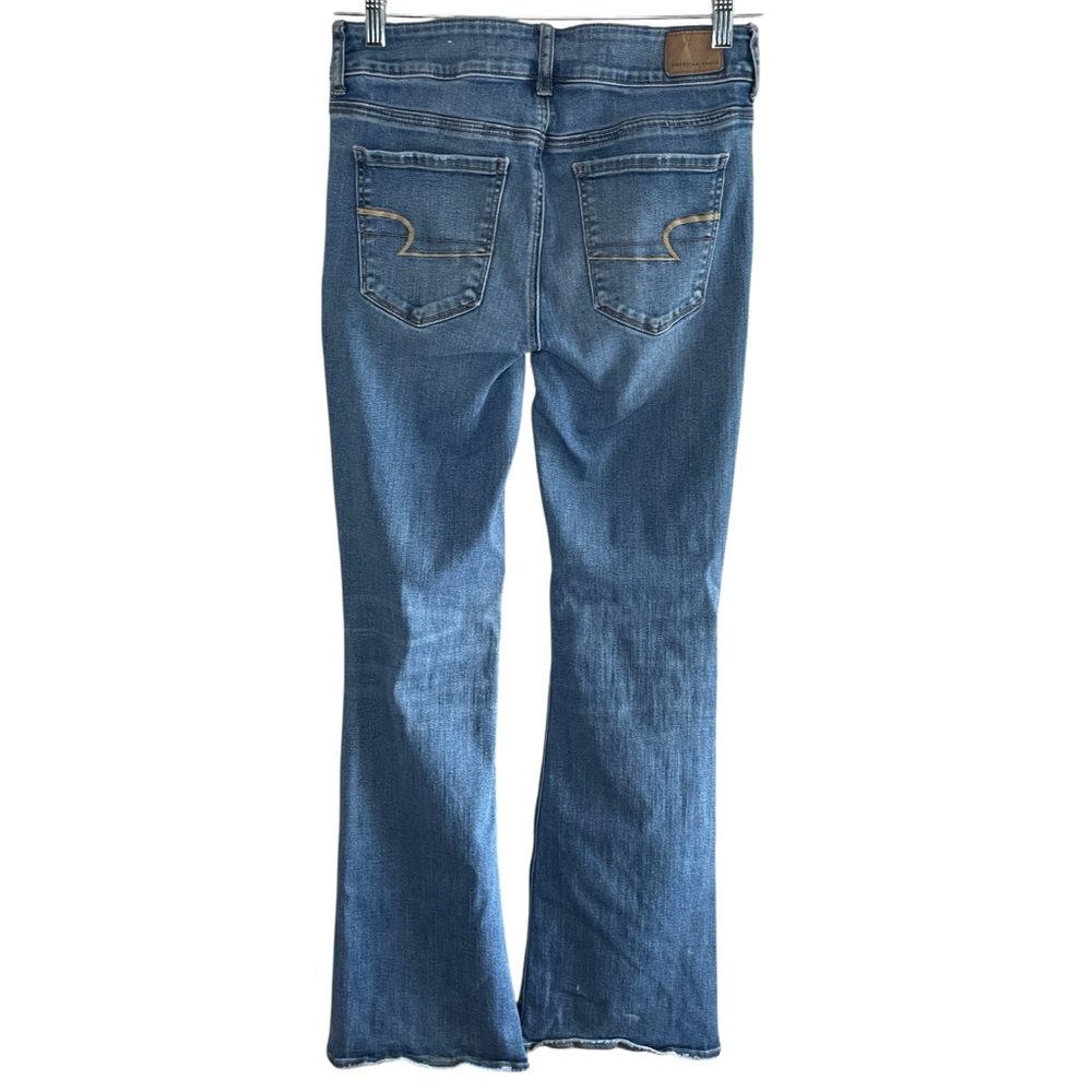 AMERICAN EAGLE High Rise Artist Flare Jeans Distressed Knees, Size 8 - Picture 6 of 11